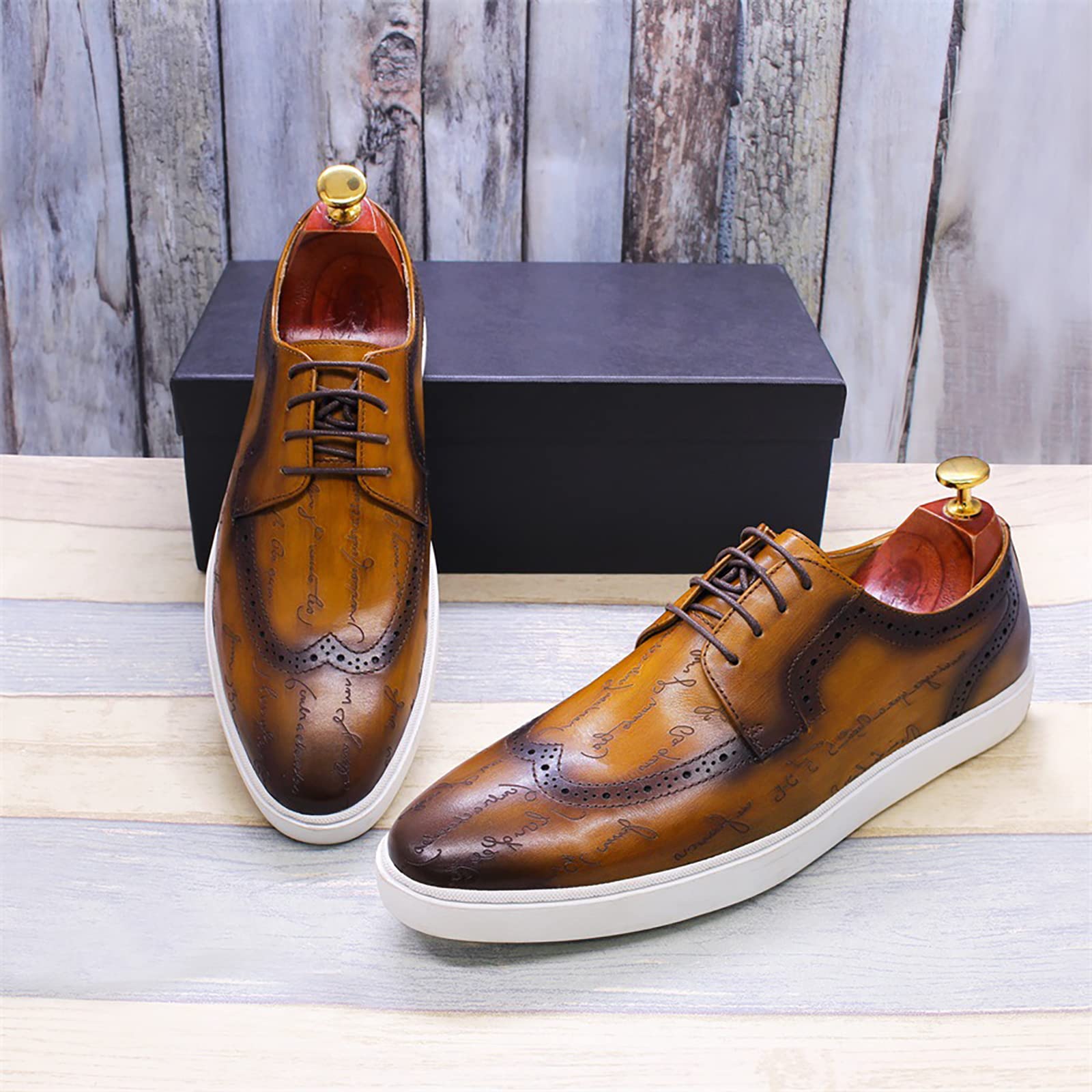 Amazon.com: Men Classic Casual Shoes Real Leather Lace-ups 