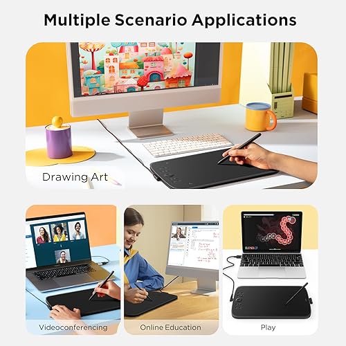 Miniatura 7 de UGEE Upgrade M908 10x6.25Drawing Tablet,Graphics Tablet with 8 Hot Keys & Scroll Wheel,Battery Free Stylus of 16K Levels Pressure Sensitivity
