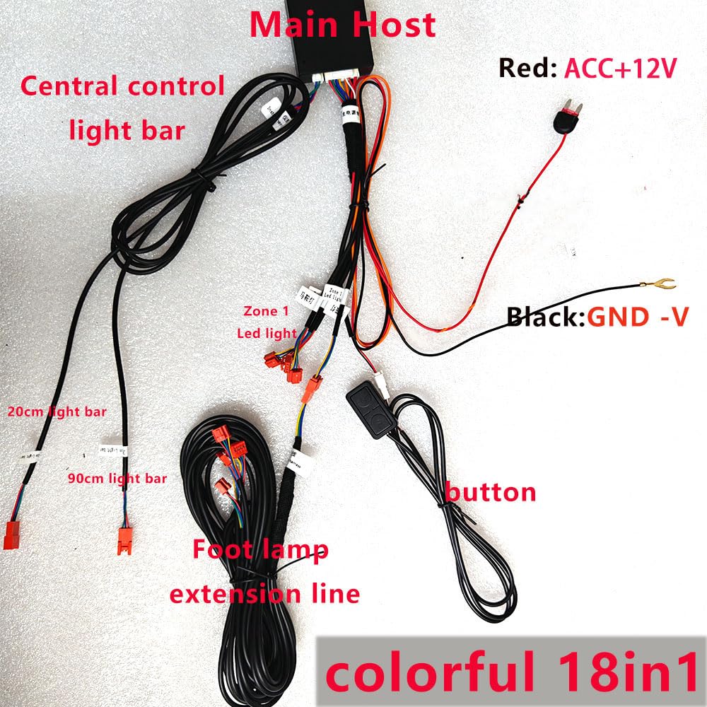 Luces ambientales interiores del coche, 6 en 1, 18 en 1, 22 en 1, tira de fibra óptica acrílica LED, modos universales de decoración con ritmo de sincronización de música, control de aplicación