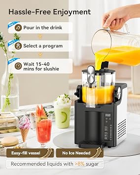 Slushie Machine for Home, CONFAZ 68oz Frozen Drink Maker with 5 Preset Programs, No Ice Needed, LED Display, Auto Clean, Slushy Maker for Margaritas, Frappes, Milk Shake, and More