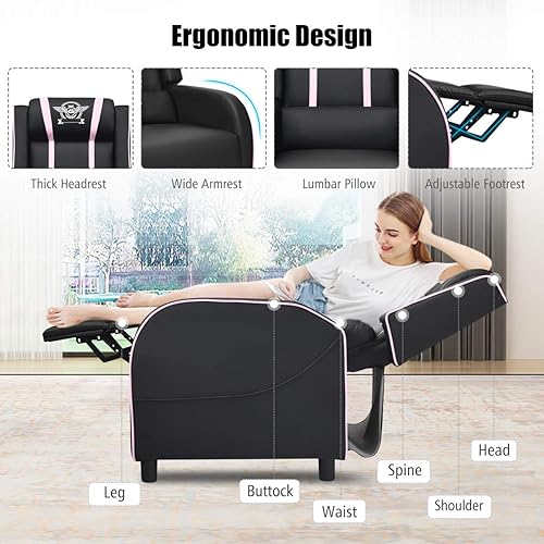 Miniatura 6 de GORELAX - Silla reclinable moderna de masaje para juegos, sillas reclinables de cine en casa de piel sintética con reposapiés y masaje, silla de