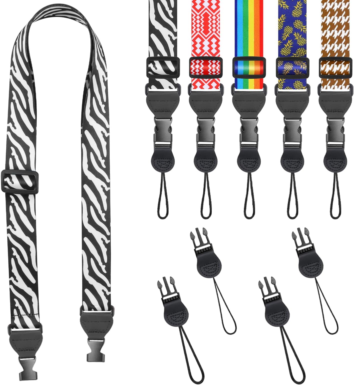 Zebra Stripe Shoulder Strap, Adjustable Camera Strap with 2 Sets of Quick-Release Buckles, Comfortable Neck Strap for iPad, Tablet, Camera, Laptop, Binocular, Luggage Bag