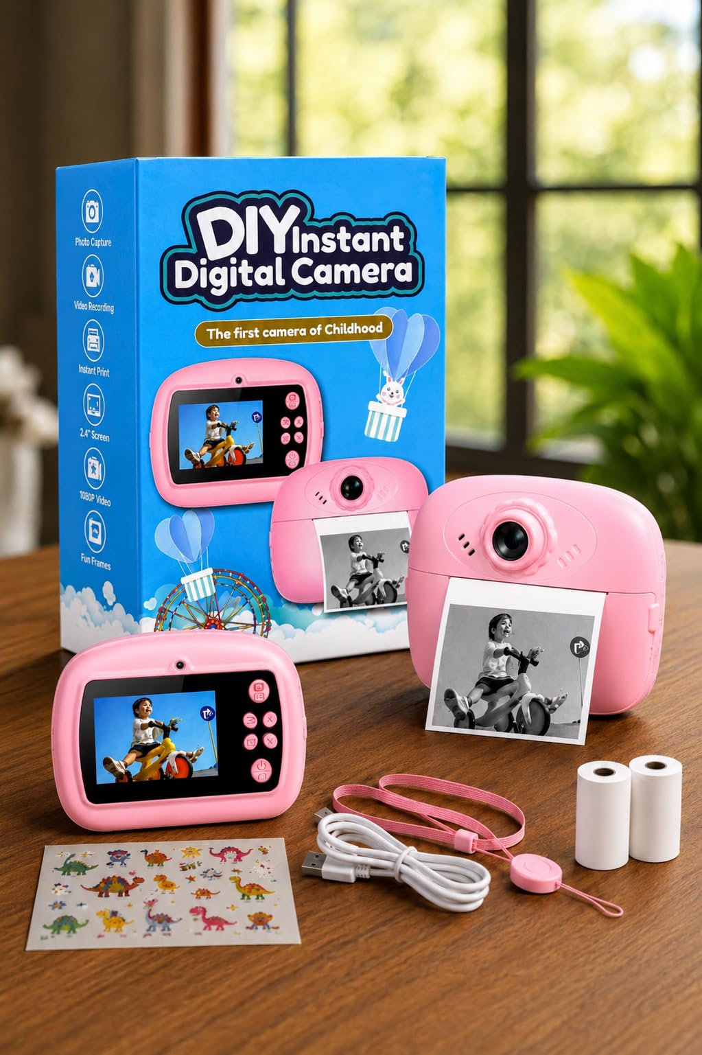 Kids Instant Print Camera | 1080P HD Video, 2.4 Inch IPS Screen, Rechargeable Battery, Front & Rear Camera-image-36