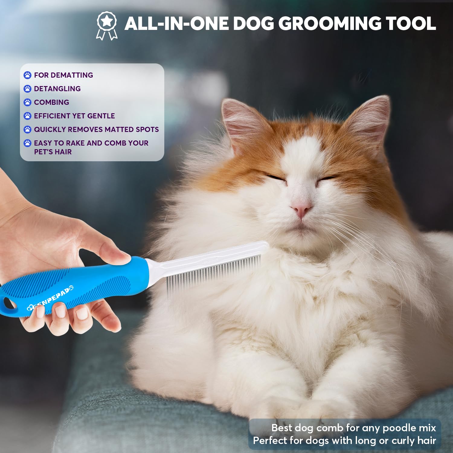 TAIKOUL Pettine per la cura del pelo per cani e gatti con cesoie lunghe e corte per cani, levigatrice ad artiglio con LED, 45 decibel super silenziosa