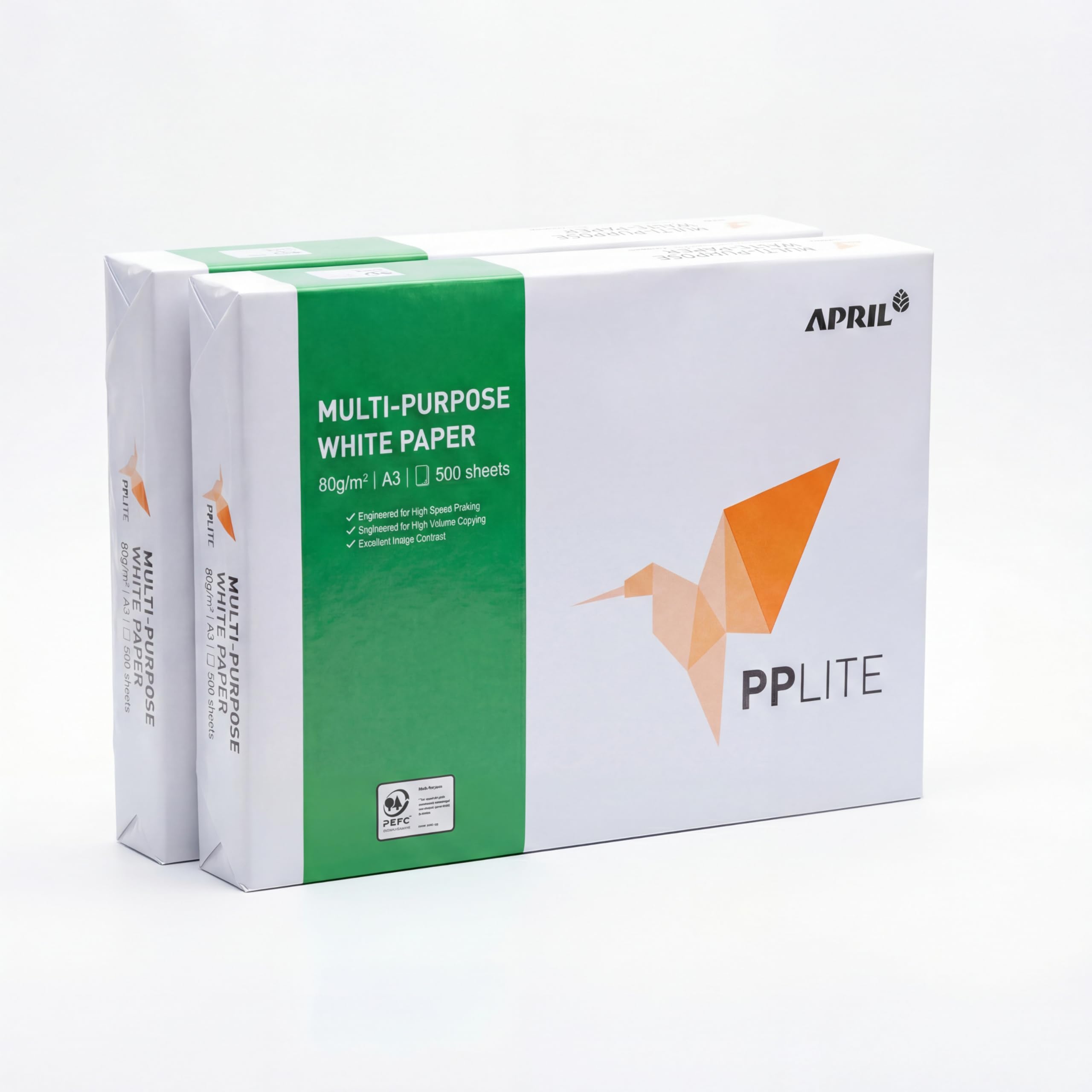 APRIL PP Lite Carta A3 80gr - 1.000 Fogli (2 Risme) - Risma Carta A3 Bianca