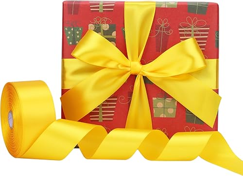 Miniatura 6 de 1-12 pulgadas, cinta amarilla de 50 yardas para envolver regalos perfecta para bodas, fiestas, coronas, costura, accesorios para el cabello,