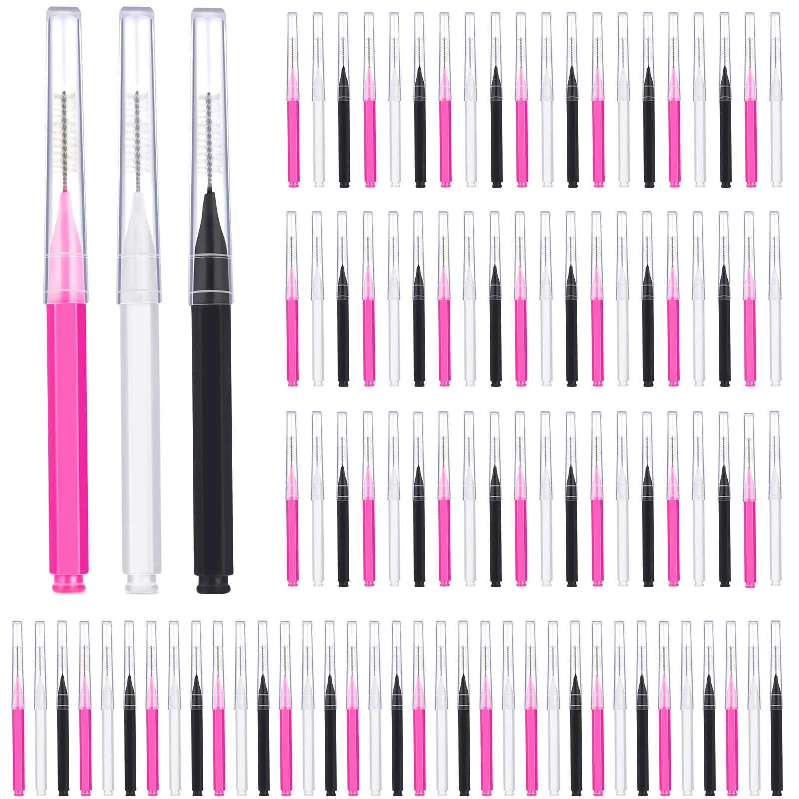 Patelai 100 Pcs Braces Dental Brushes,White, Black, Pink,Proper Size