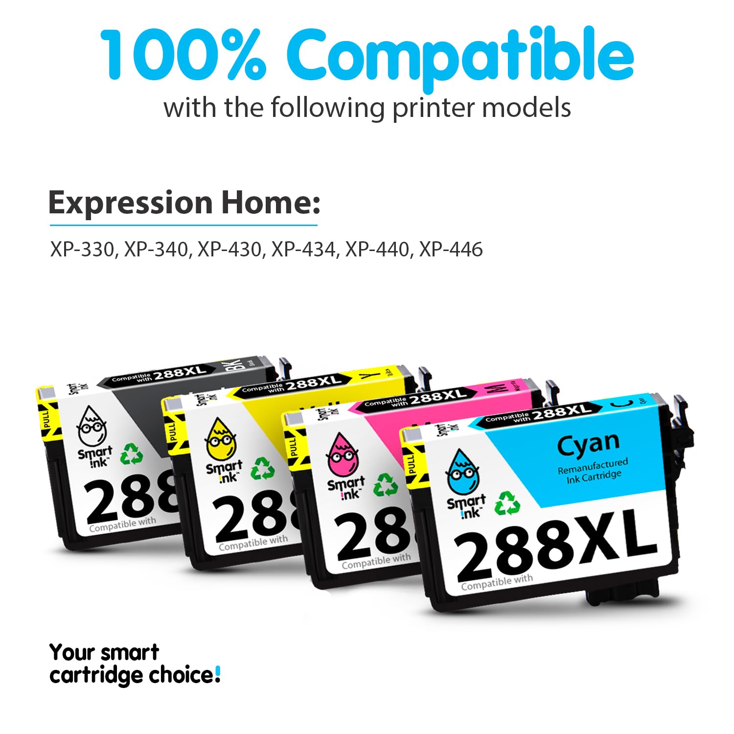 Smart Ink - Cartuccia d'inchiostro rigenerata di ricambio per Epson T288 288XL 288 XL (nero & C/M/Y 4 Combo Pack) da utilizzare con Expression Home XP-330 XP-430 XP-434 XP-446 XP-440 XP-340