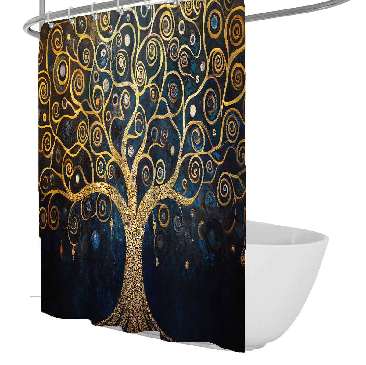 OLLIAR Home Abstract Tree Shower Curtain Set 240x180 Vintage Classic Art Deco Boho Style Bathroom Curtains Waterproof Fabric Bath Curtain with Hooks