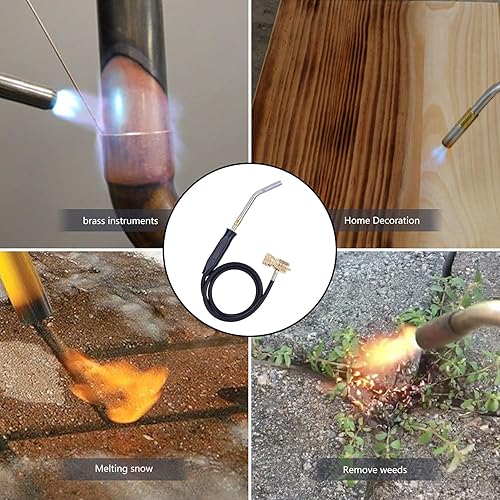 Miniatura 7 de Antorcha de propano de mano con manguera, antorcha de gas Mapp, soplete de soldadura, longitud de manguera 1.5M60" Temperatura máxima de operación