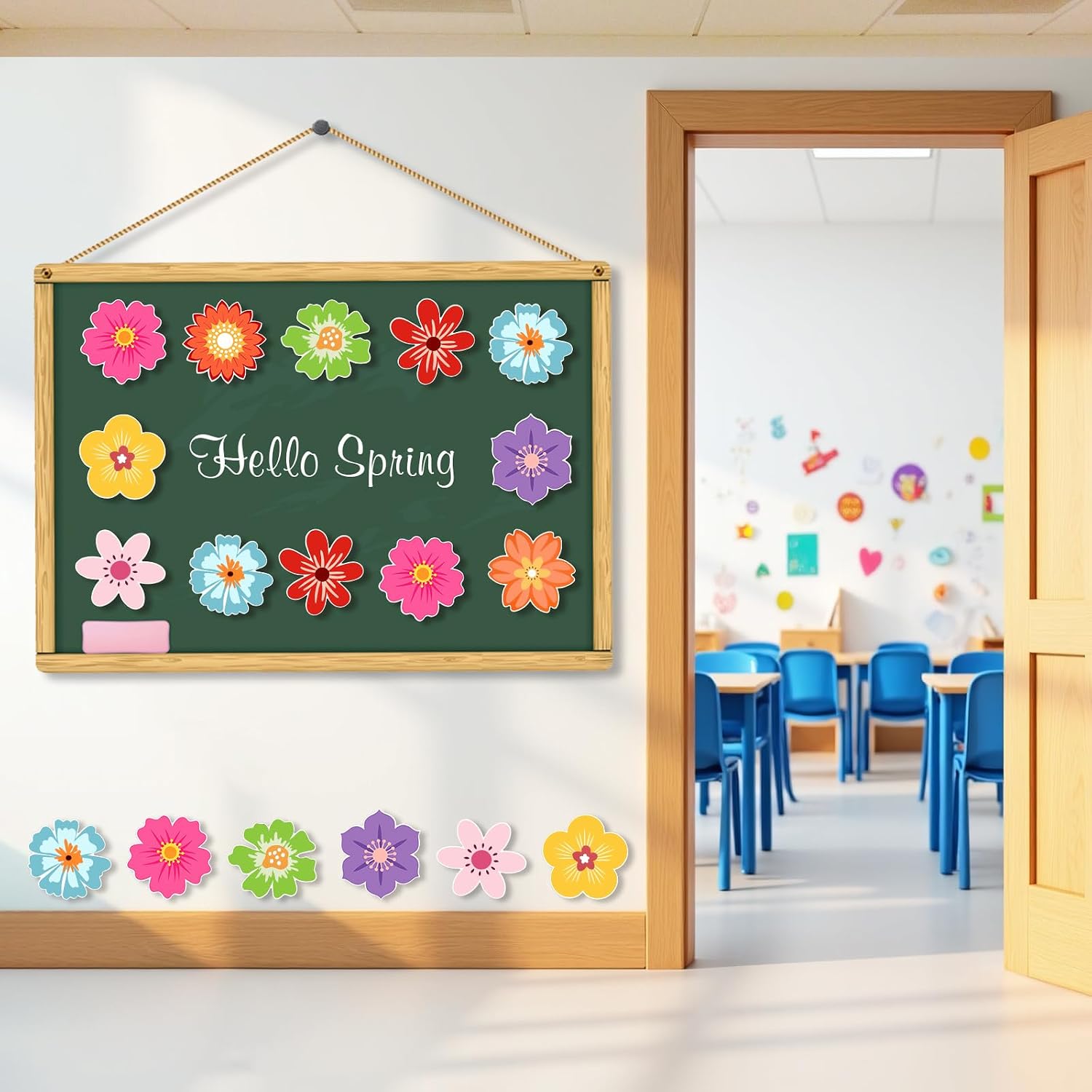 Konsait Flower Cutouts, 63Pcs Colorful Flower Paper Cutouts for Bulletin Board, Spring Flowers Decorations for Classroom Office Home, 9 Designs