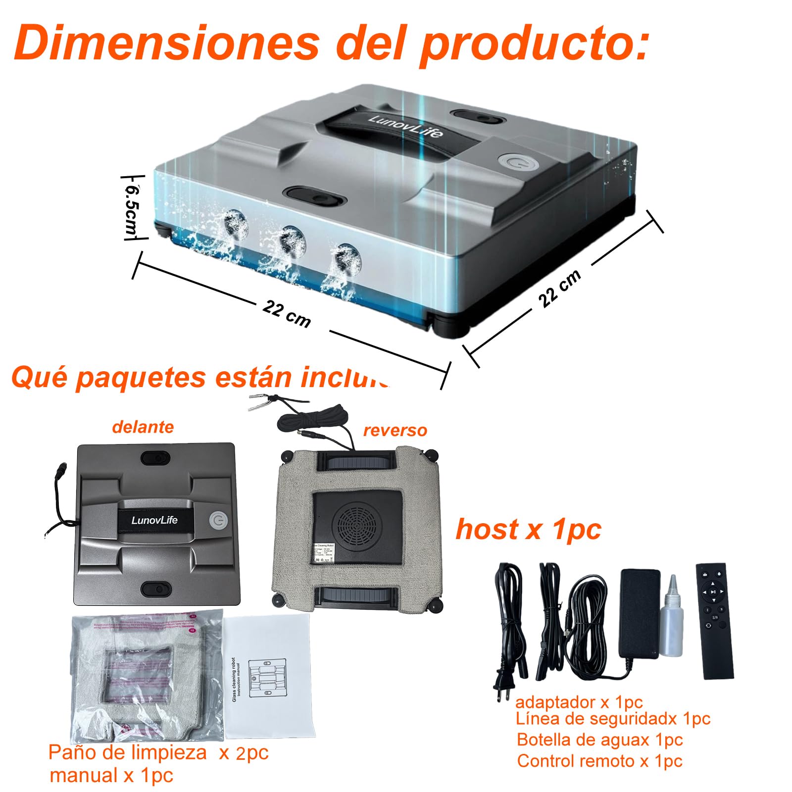 Robot Limpiacristales Automático Cuadrado 5600Pa 6 Spray, Limpia Cristales Eléctrico Ventanas Esquinas, Mando y App, Limpia Vidrios Azulejos Mamparas (M83)