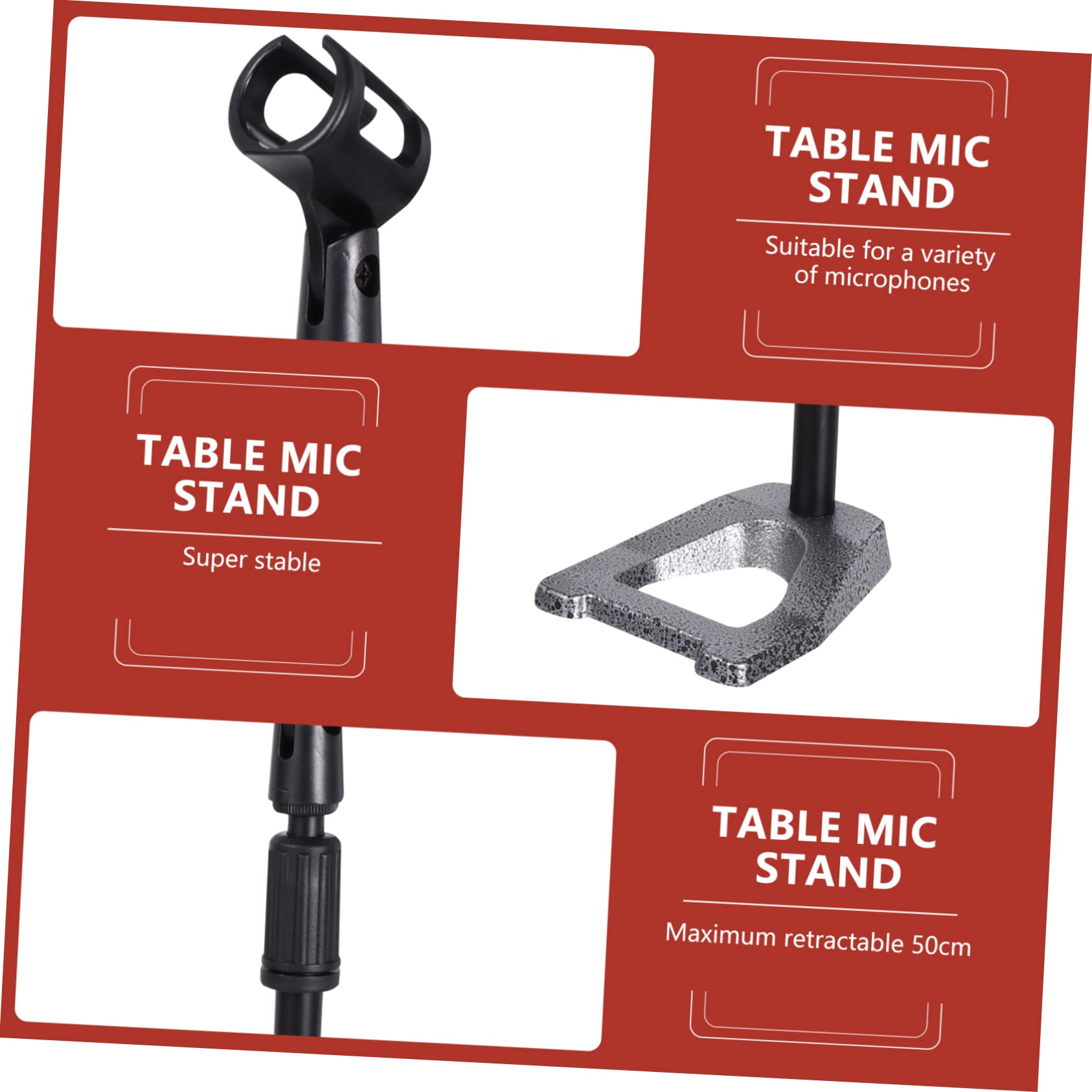 Sosoport Supporto per Microfono da Tavolo Altitudine Base Pesata Supporto per Microfono per Studio e Broadcast