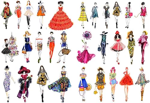 Seasonstorm Modelos de moda de París, precortados, anti-UV, impermeable, decoración de álbumes, calcomanías para planificador de álbumes de