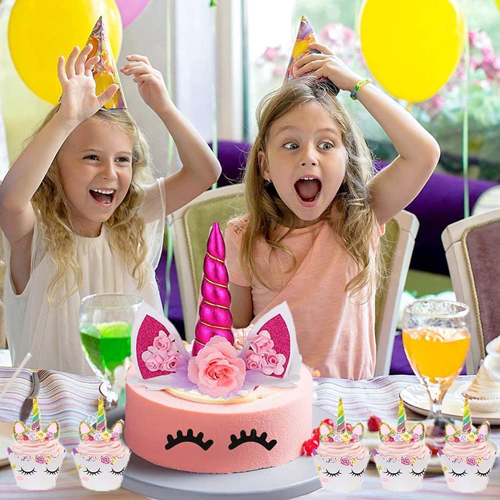 Taartdecoratie – Eenhoorn Taart Decoratie. Maak Je Eigen Taart Uniek Met Deze Unicorn Taartversiering – Set Met 11 Decoratieve Elementen Voor 1 Eenhoorn Taart 450x450