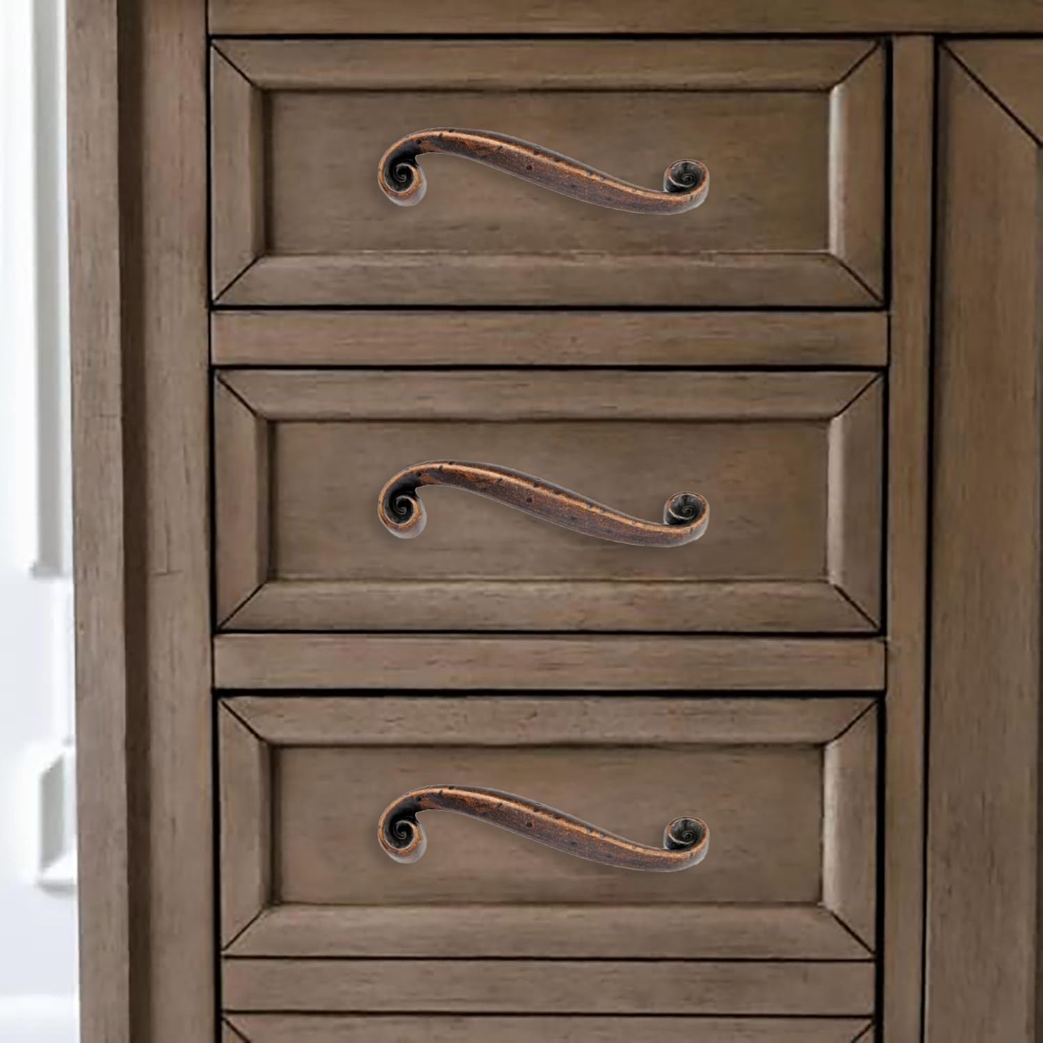 KHTUMEWARE-80203 Antique Copper Cabinet Pulls CTC 3-3/4 in (96 mm) 10-Pack in Antique Copper — KHTUMEWARE
