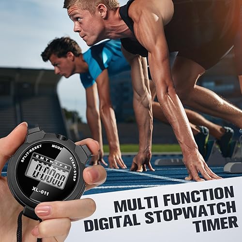 Miniatura 4 de TOODOO Paquete de 12 cronómetros digitales multifunción, cronómetro deportivo a granel con cordón, pantalla de plástico, impermeable, fecha, hora,