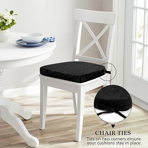 Miniatura 74 de Wellsin Chair Cushions for Dining Chairs 4 Pack - Kitchen Chair Cushions with Ties and Non-Slip Backing - Dining Chair Pads 16"X16"X2", Beige