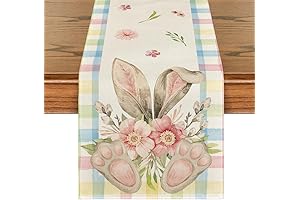 13 x 72 inch Artoid Mode Pink Blue Buffalo Plaid Bunny Ear...