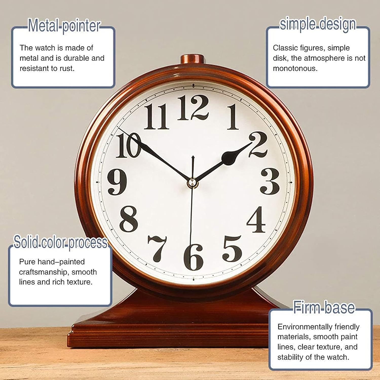 Mantle Desk Clock, Mute,Desk Decoration Clock Living Room Mantel Clock Office 28 × 32.5 × 7cm Mantel Clocks Mantel Clocks (Red)