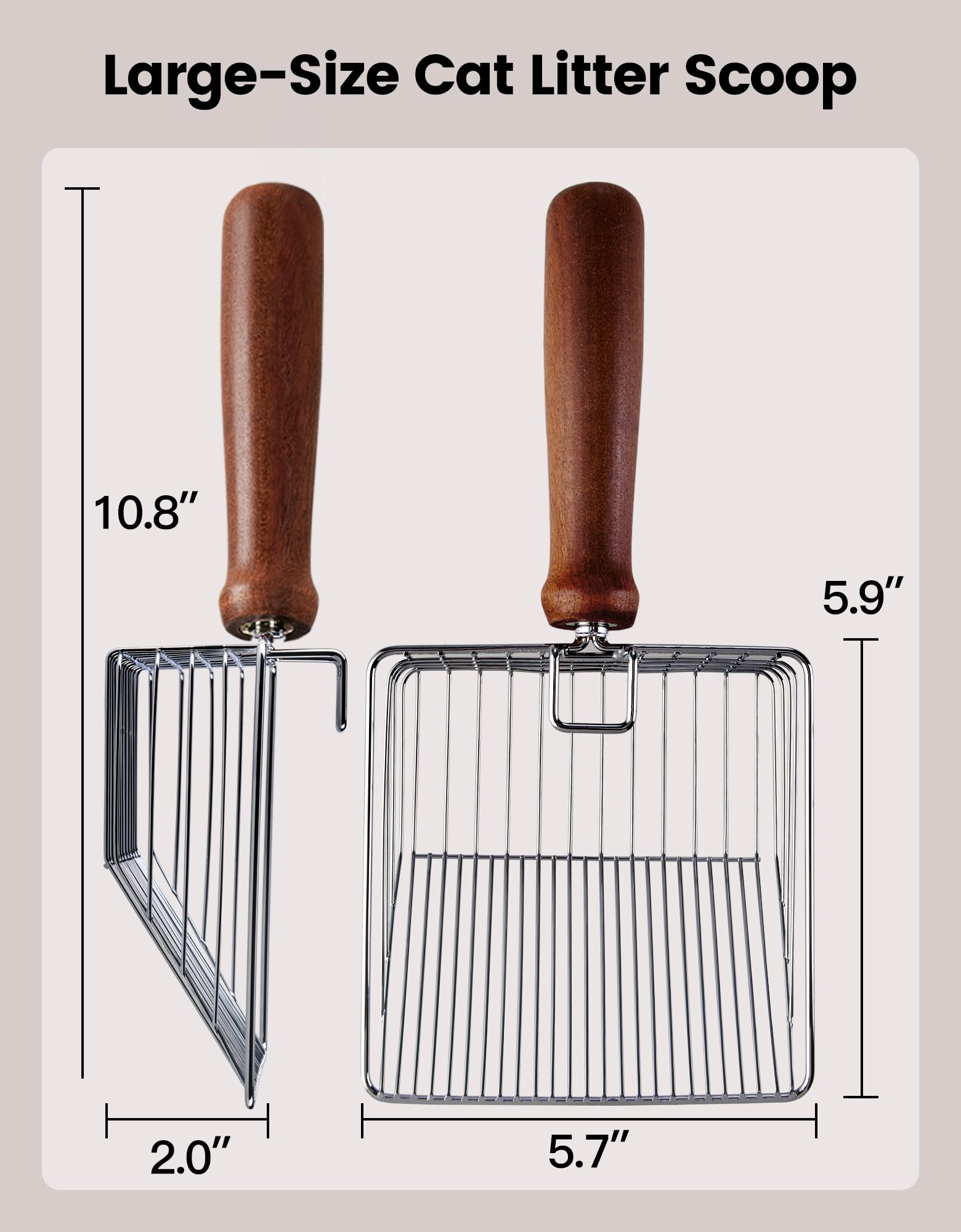 Cat Litter Scoop with Holder, Metal Cat Litter Scooper, Stainless Steel Heavy Duty Deep Shovel, Fast Fine Scoop Away Cat Litter - Silver with Rose Holder - image 6