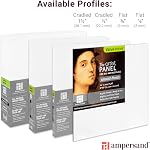 Ampersand Art Supply Panneau de peinture d'artiste en bois Gesso: Primed Lisse, 12" x 12", Profilé plat 1/8"