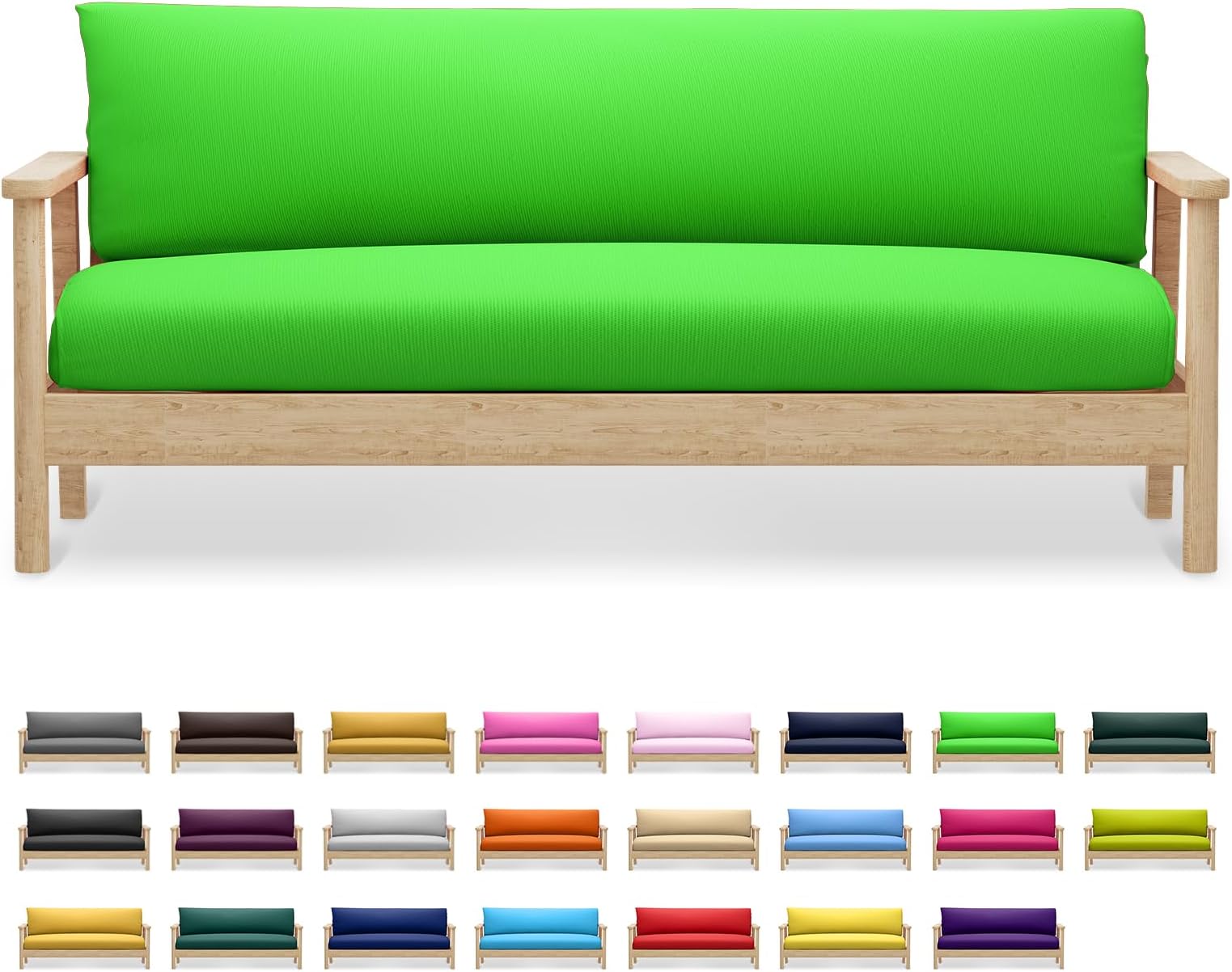 Magshion Futon Cover Stretch Futon Cover Armless Sofa Slipcover Non Slip Sofa Bed Cover Full Size 54"x75"x2" Lime