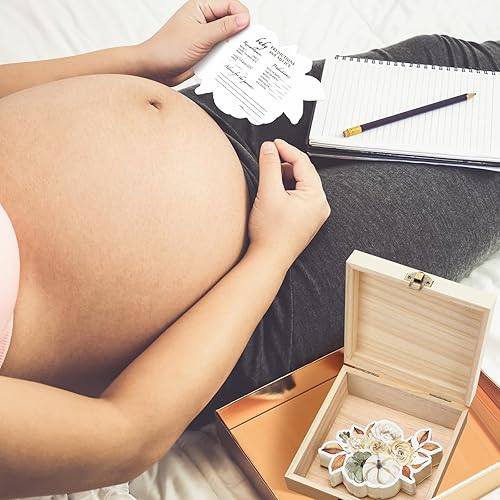 Miniatura 5 de 50 tarjetas de juego de predicción y consejos de otoño de doble cara con caja de recuerdo de madera, calabaza floral, Día de Acción de Gracias, baby