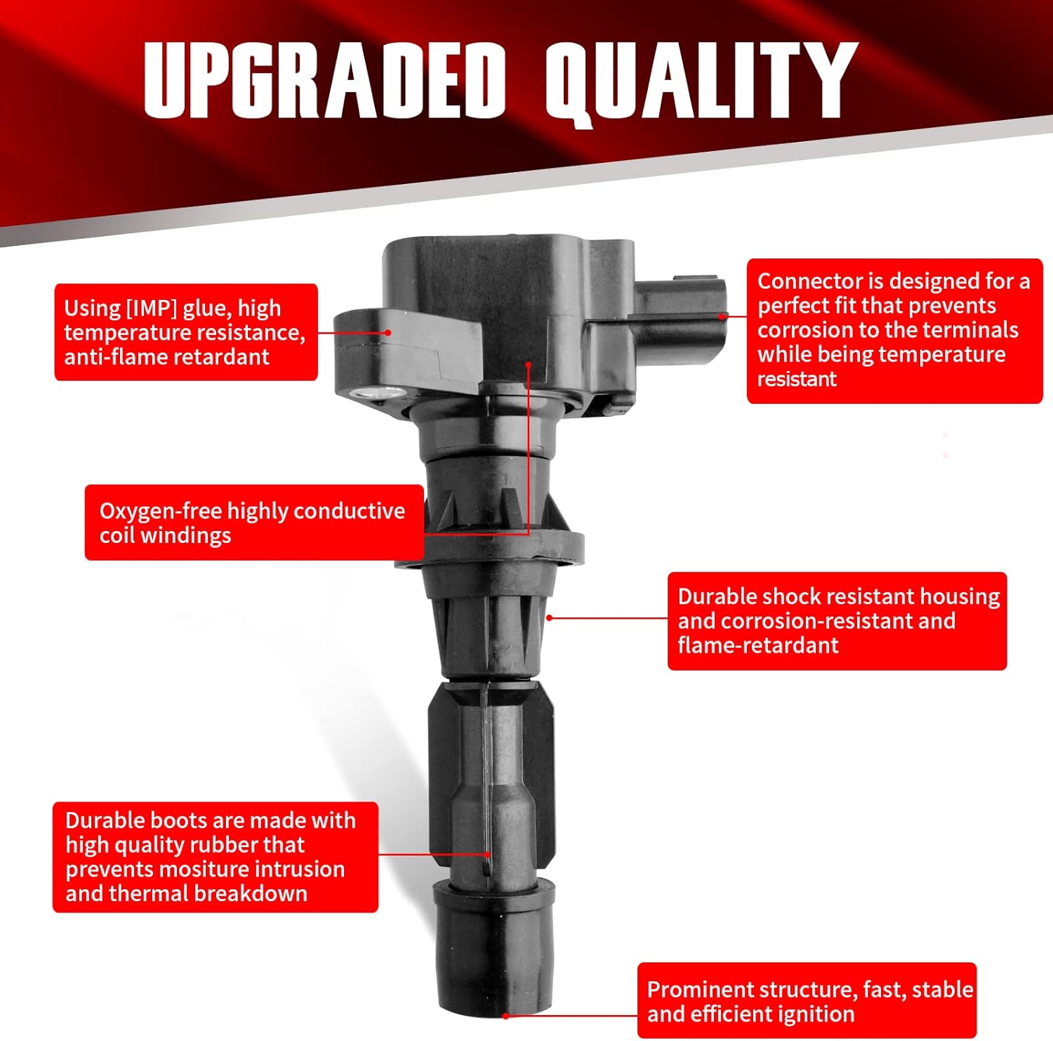 Set of 4 Ignition Coils UF540 C1683 Compatible with Mazda 3 6 CX-7 MX-5-2.0L 2.3L 2.5L L4 Replaces L3G218100A 5C1740