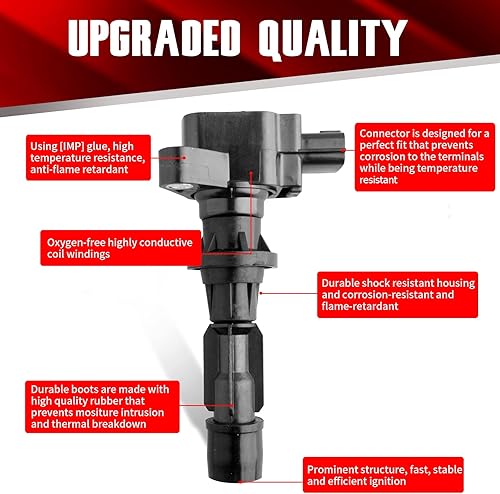 Miniatura 2 de Juego de 4 bobinas de encendido UF540 C1683 compatibles con Mazda 3 6 CX-7 MX-5-2.0L 2.3L 2.5L L4 sustituye a L3G218100A 5C1740