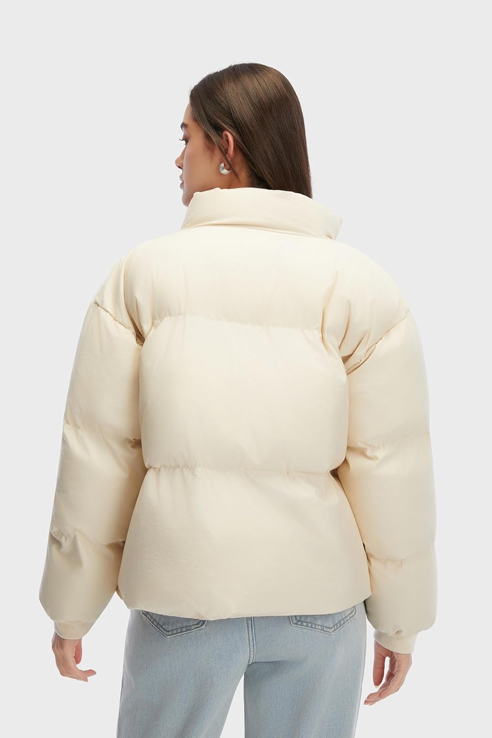 Cropped Puffer Jacket Women Oversized Winter Zip Up Long Sleeve Warm Qulited Short Coat for Women with Pocket Baggy - Image 3