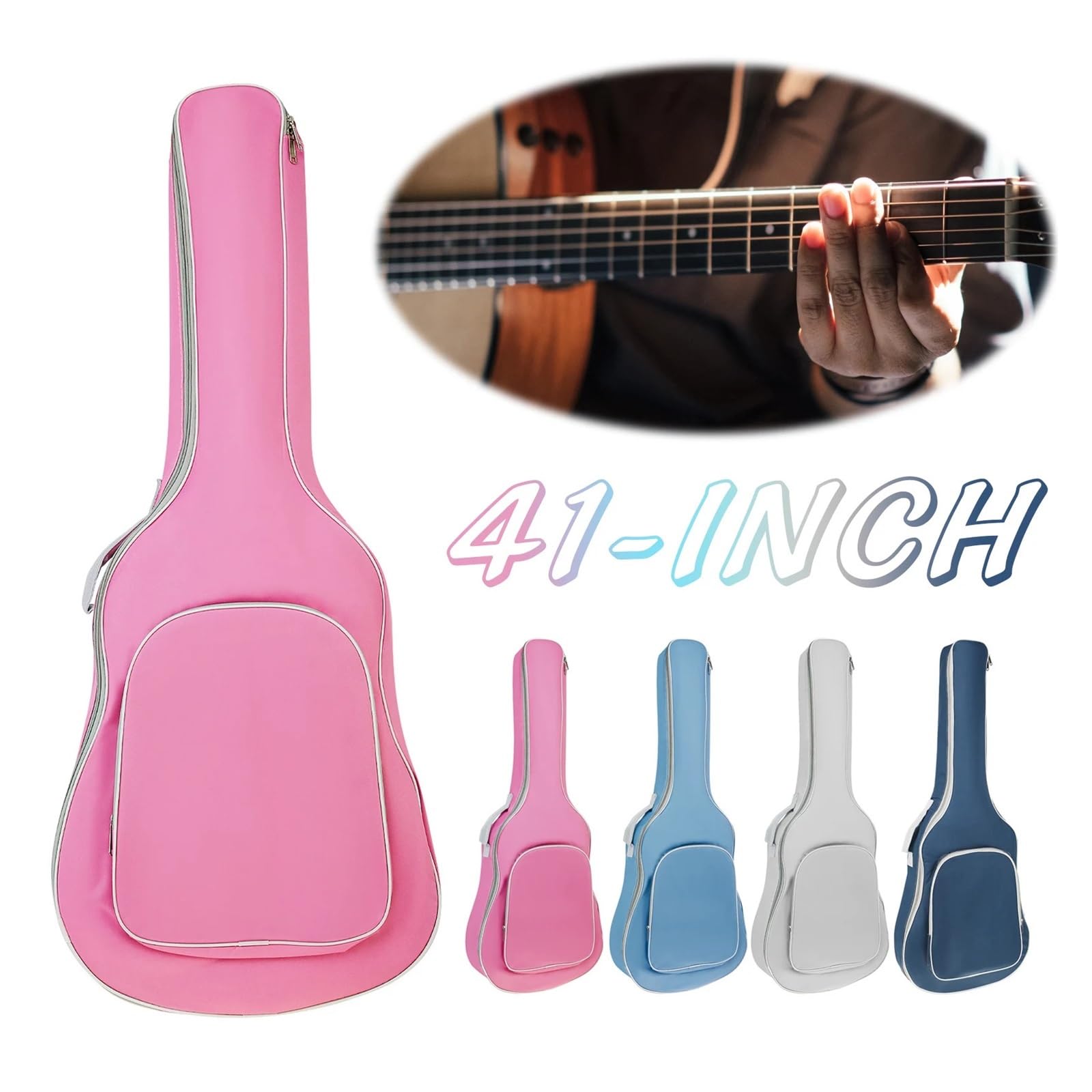 Torba na gitarę 40 41 cali, wyściełana, wodoodporna, gruba torba akustyczną, koncertowa, miękka okładka(1 Piece Gray)