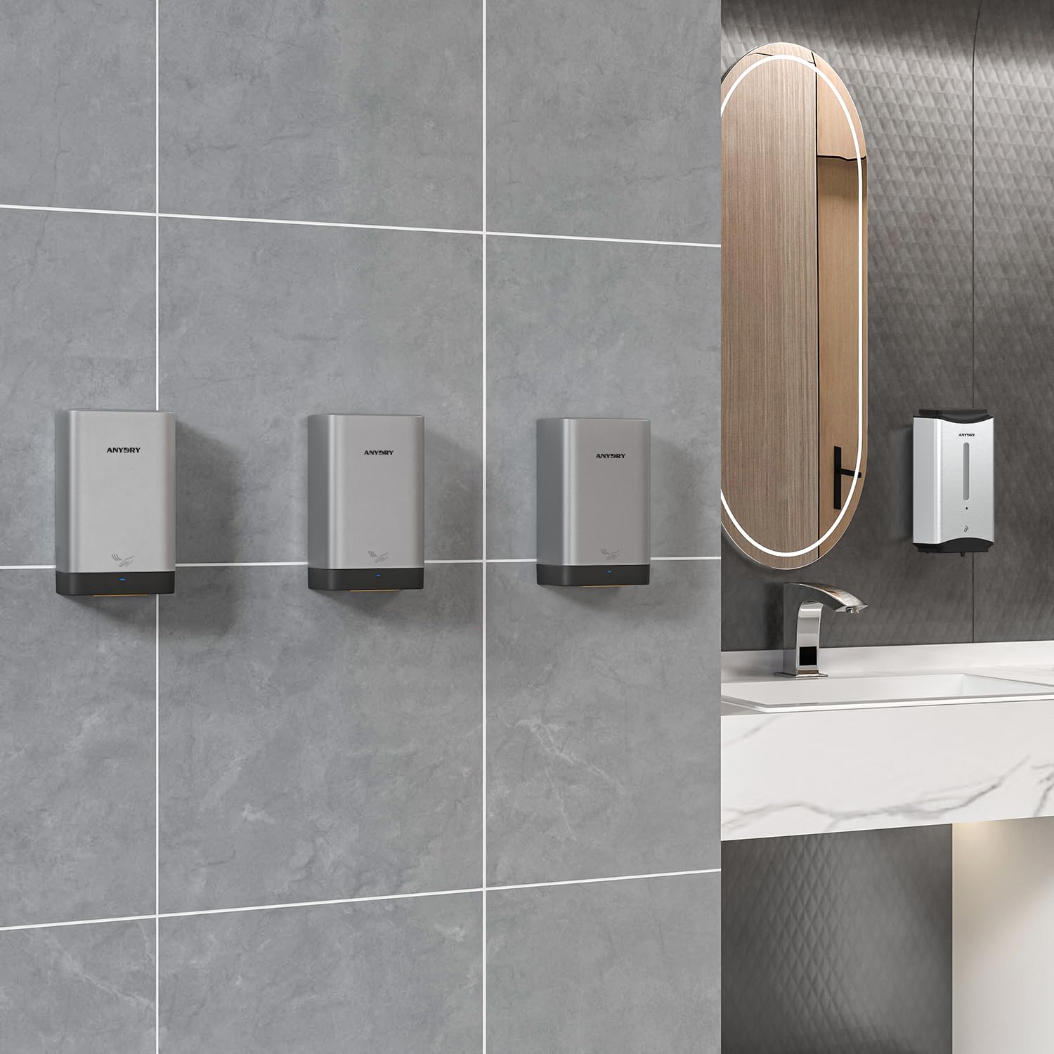 anydry AD2822 Secador de Manos de Alta Velocidad Secador de Manos Eléctrico Automático Comercial o Doméstico Blanco