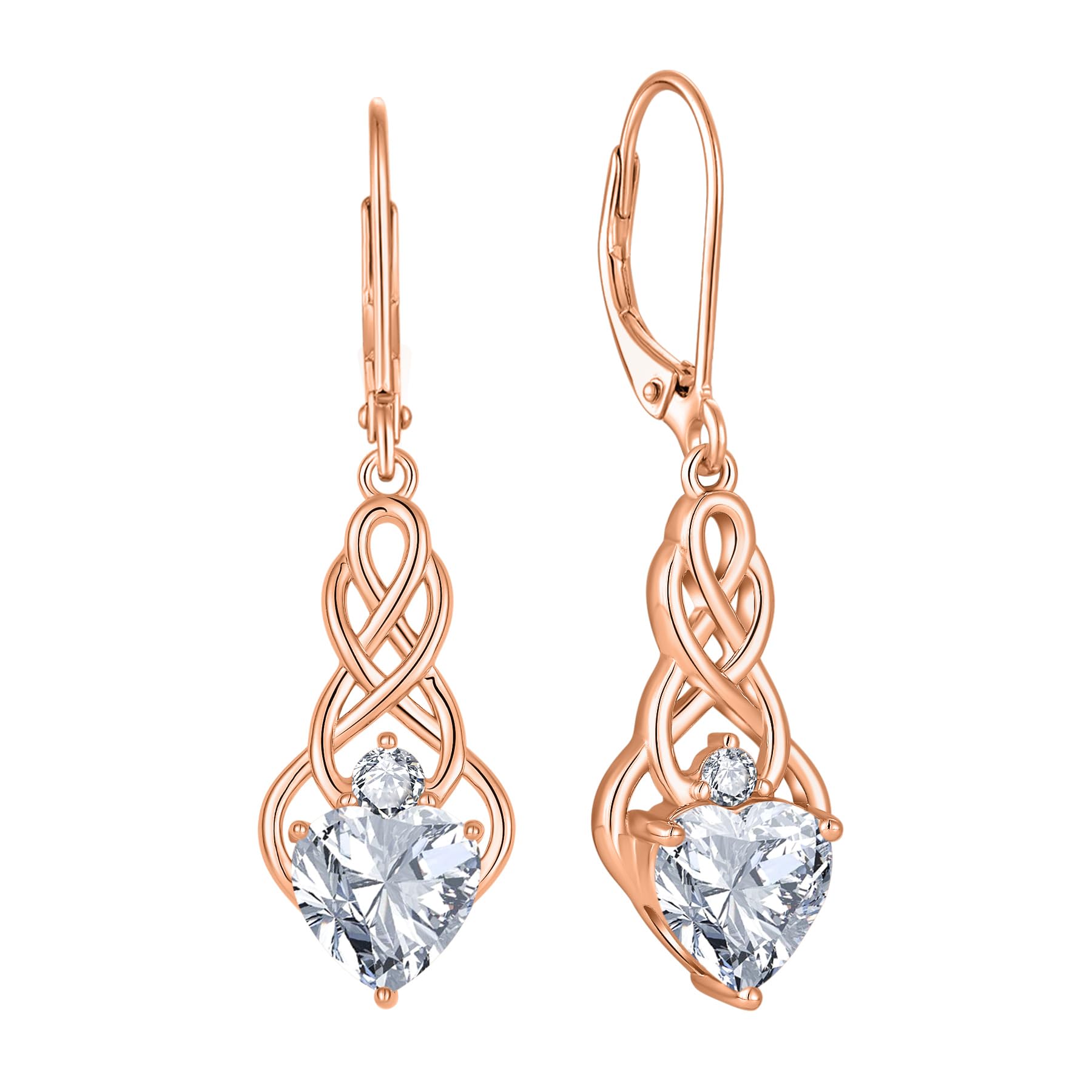 FJ Infinity Celtic Knot Earrings 925 Sterling Silver Birthstone Jewelry