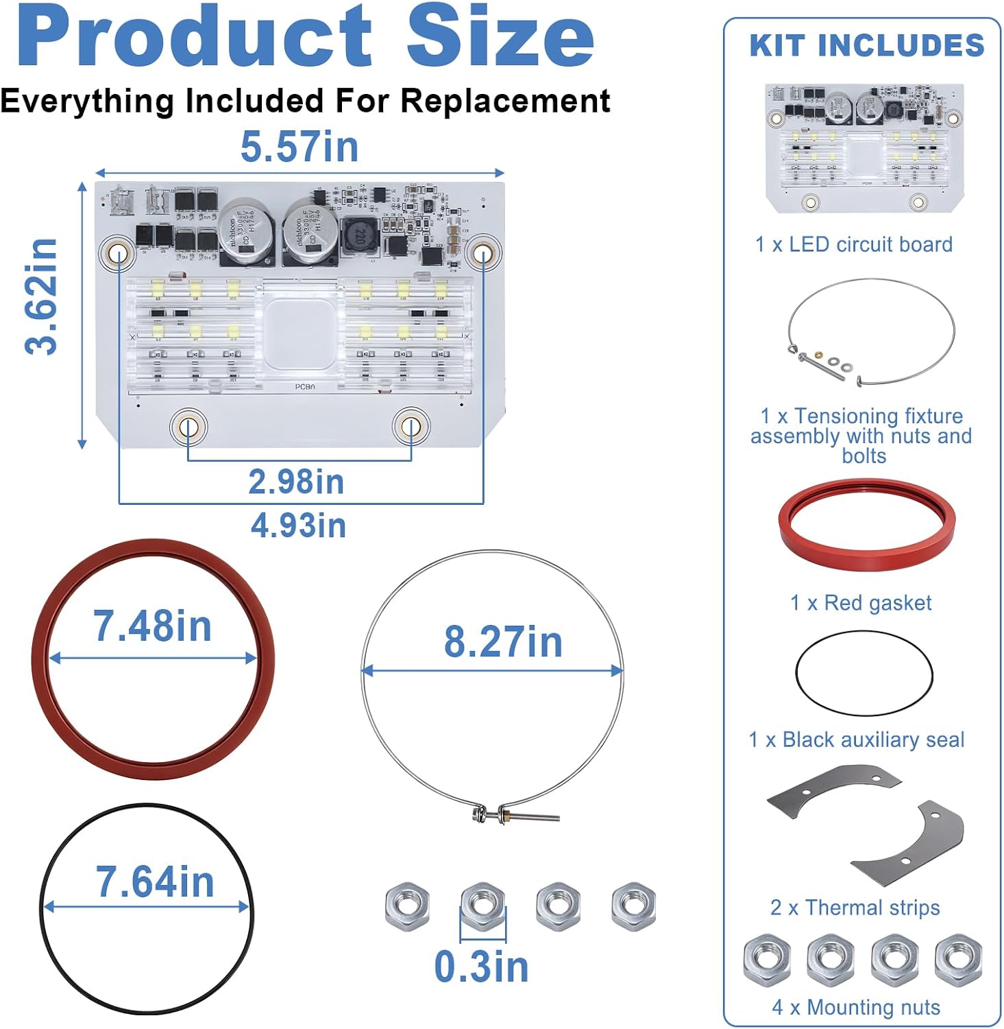 619917Z 500W LED Light Engine Circuit Board For IntelliBrite Pool Lights | PCBA Compatible with Pentair IntelliBrite 5G White 55W Pool Lights 2nd Generation 2011-Current 601300 601301 601302 601303