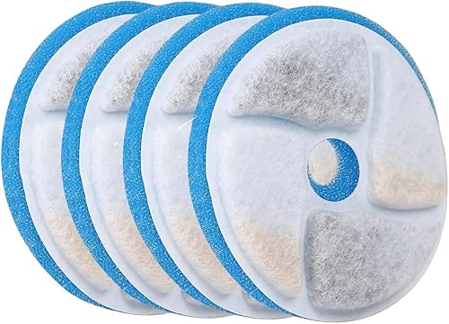 Filtro de fuente de agua para gatos, paquete de 4 filtros de repuesto y 4 esponjas de prefiltro de repuesto para dispensador automático de agua para