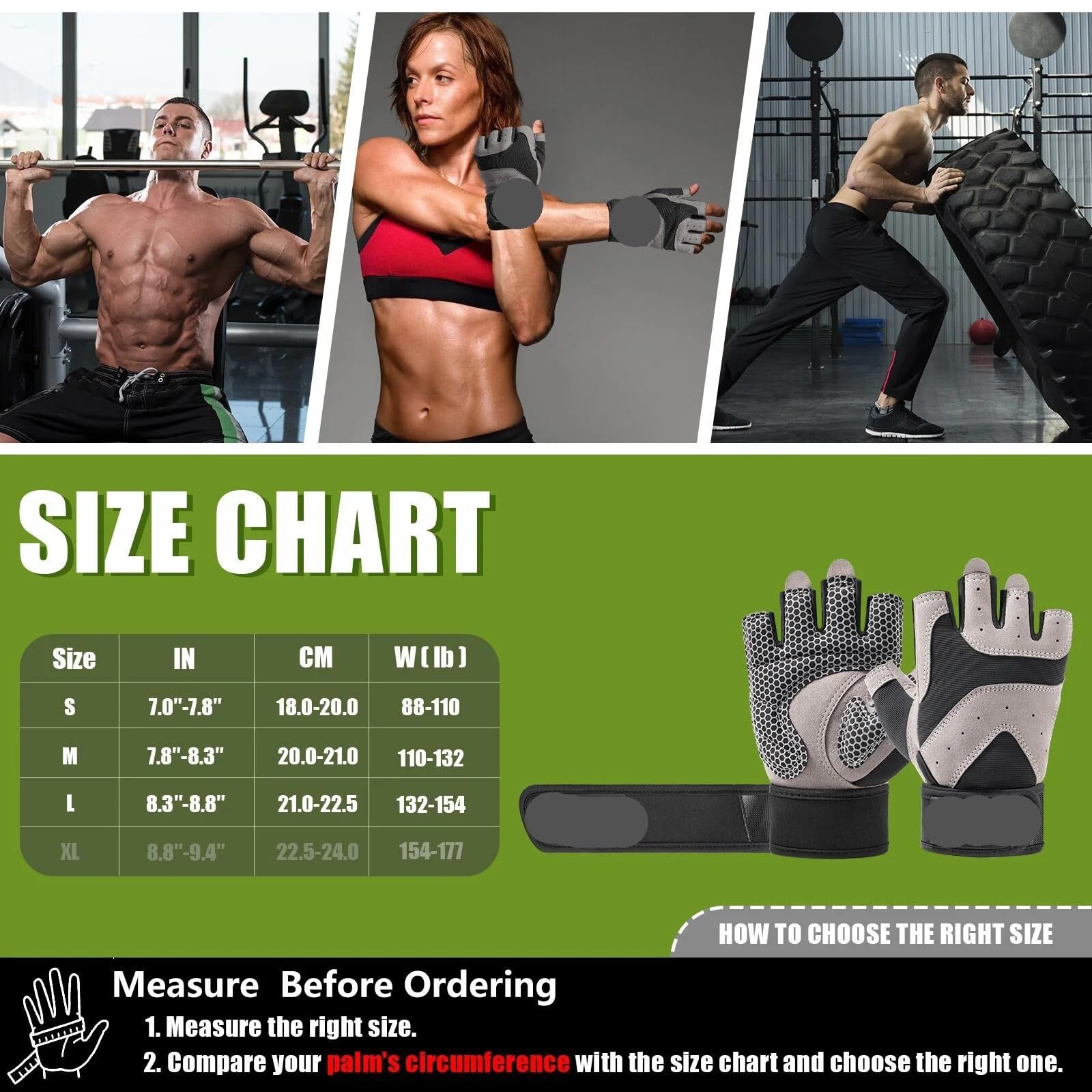 Guanti fitness Supporto for polsini for allenamento in palestra - Sollevamento pesi, traspirante, guanti da for uomo e donna per Outdoor