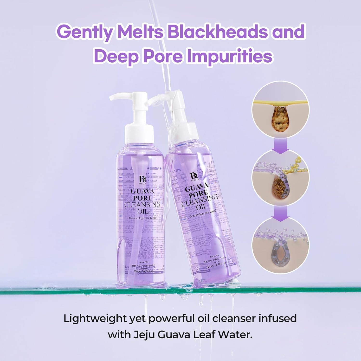 BENTON Guava Pore Cleansing Oil – Korean Facial Cleanser with Enzymes & Plant Oils for Blackhead Removal, Makeup Remover & Deep Pore Cleansing – Lightweight, Non-Greasy – 6.76 fl oz (200ml) - Image 2