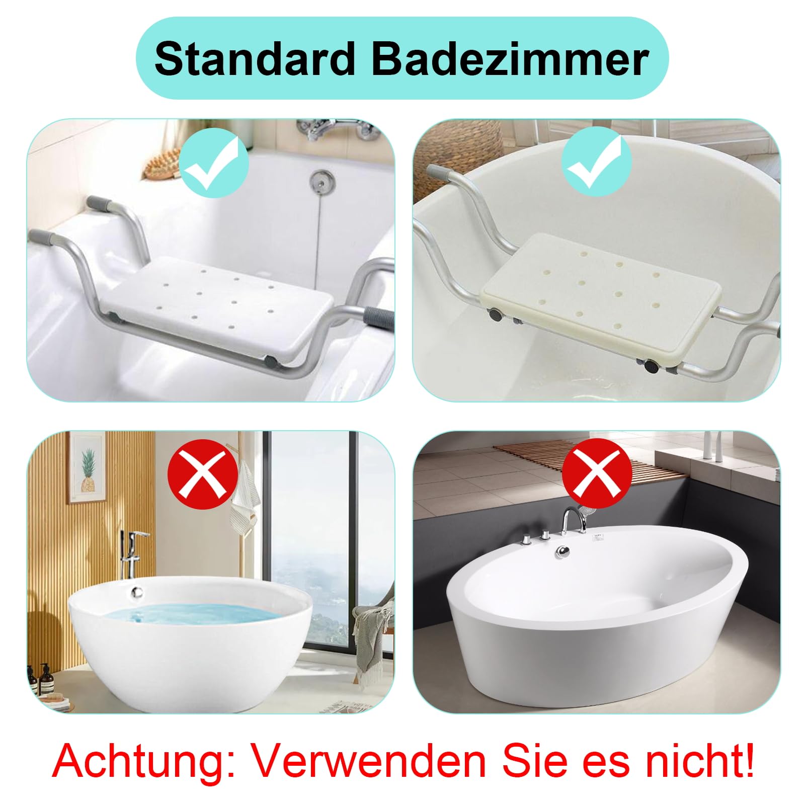 Asiento de bañera para personas mayores, taburete de ducha antideslizante, tabla de bañera, ancho ajustable, sillas de ducha extraíbles para personas mayores, marco de aluminio reforzado puede