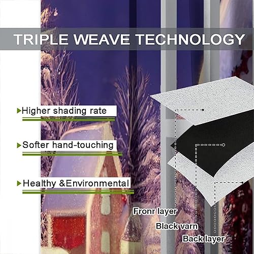 Miniatura 7 de Cortinas de Navidad, para ventana de invierno, nevado, campo, madera, impresas, vacaciones, vacaciones, dormitorio, sala de estar, cortinas