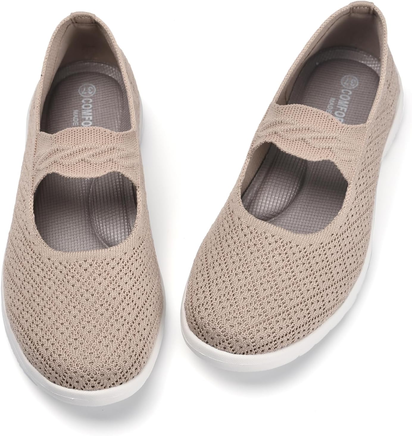 Women Mary Jane Shoes Slip On Walking Flats Comfortable Dressy Knit Washable Casual Nurse Shoe with Arch Support - Image 8