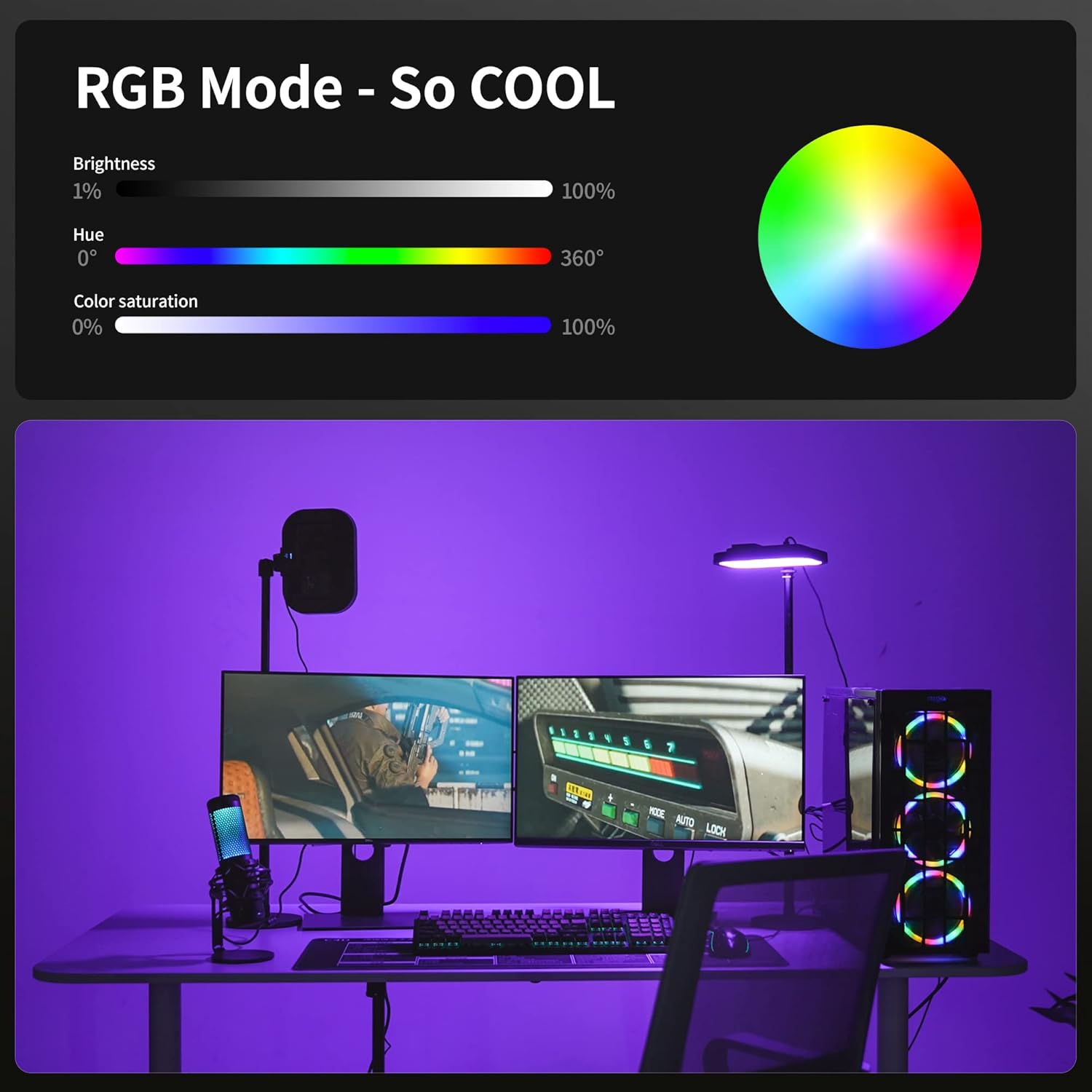 RALENO RGB Mode controls for brightness, hue, and saturation