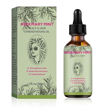 Rosemary Mint Scalp & Hair Oil Strengthening & Nourishing Treatment for Hair Growth, Dry Scalp & Breakage Natural Botanical Blend 2 fl oz