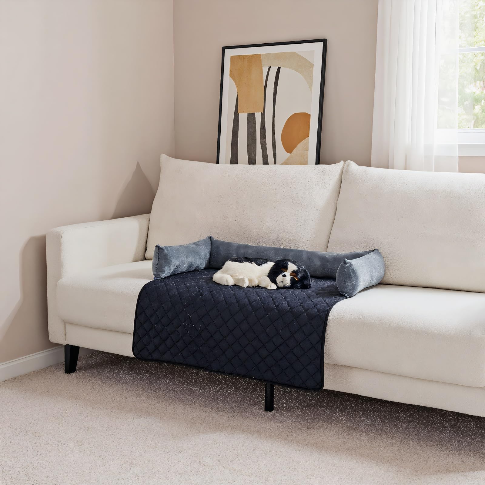 OKYUK Letto per cani di taglia grande, lavabile a mano, Cestino Coperta per Divano, Copridivano, Super morbido antiscivolo (75 x 75cm, Nero Grigio)