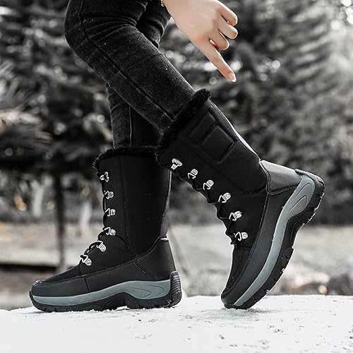 Miniatura 3 de JWSVBF Womens Winter Snow Boots Fur Lined Boots Winter Warm Mid Calf Boots Mens Slip on Winter Boots Waterproof Fall Outdoor Boot Mini Winter Boots