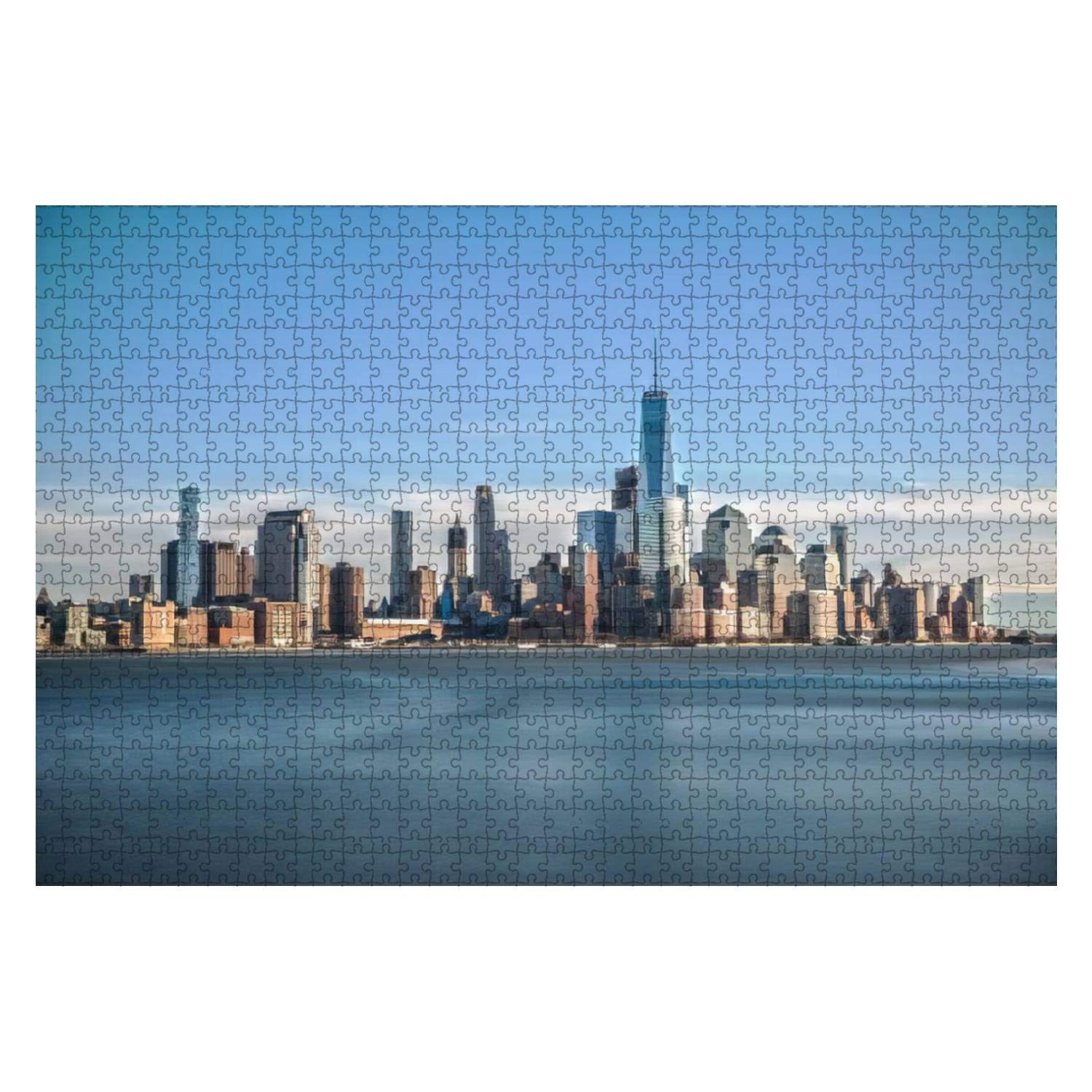 1000 Piece Downtown from Hoboken Large Piece Jigsaw Puzzles for Adults Educational Toy for Kids Creative Games Entertainment Wooden Puzzles Home Decor