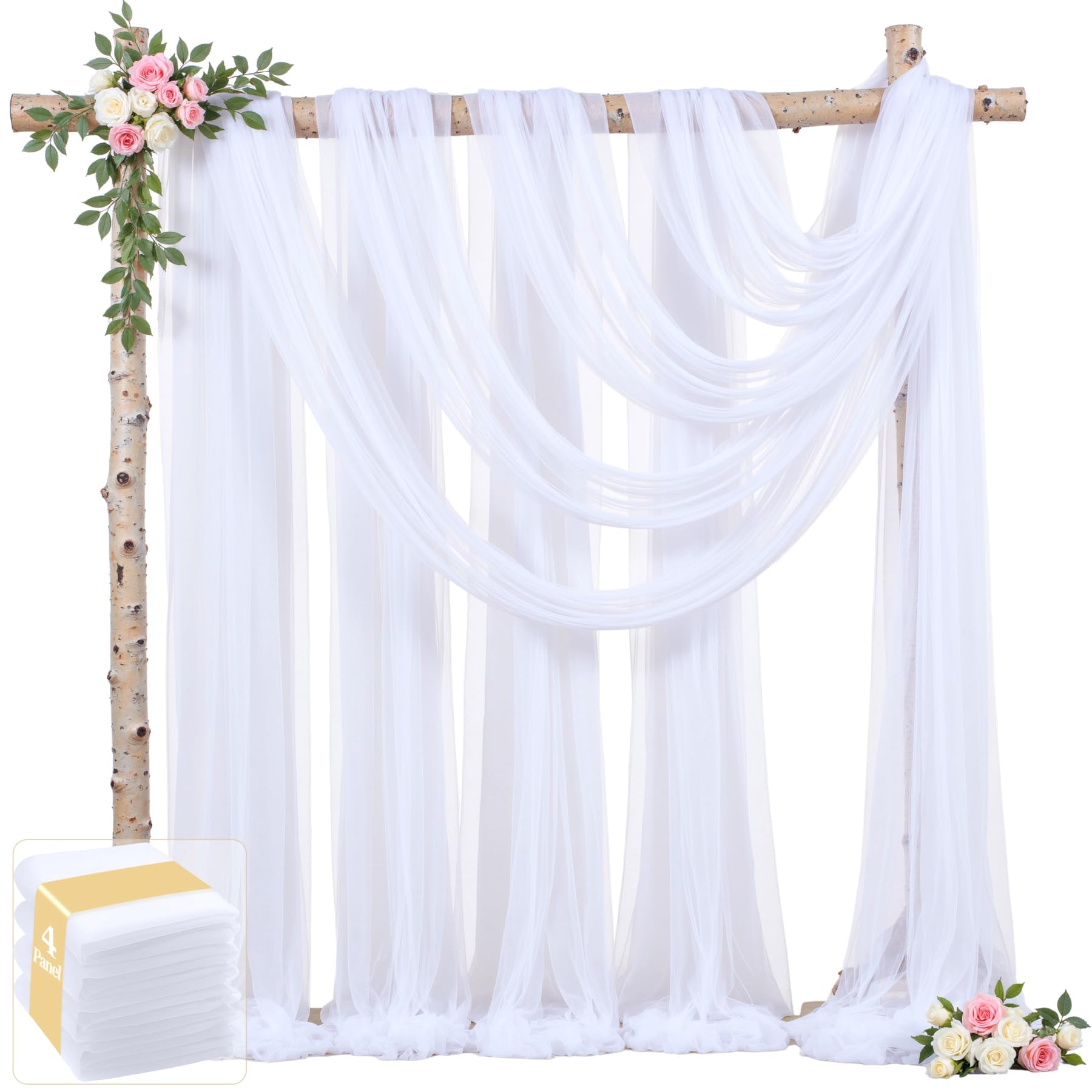 Vorhangstoff für Hochzeitsbögen, 76,2 cm x 5,8 m, Hochzeitsvorhänge, Tüllvorhänge für Hintergrund, durchsichtiger Stoff, Hintergrund, Drapierung, Dekorationen, Hintergrundvorhänge für Empfang