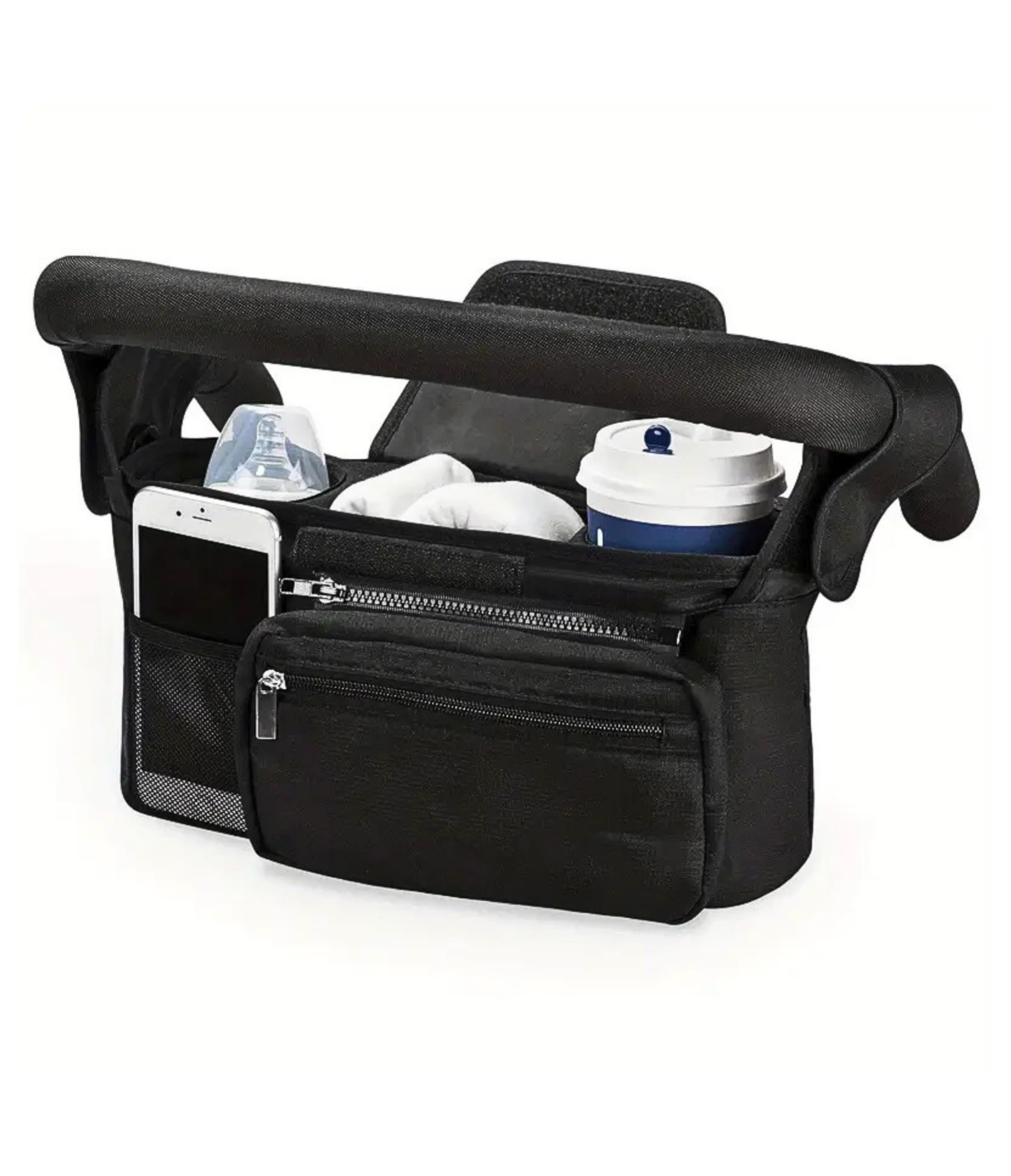 GajetNest Universal Stroller Organizer with Insulated Cup Holder Detachable Phone Bag and Carry Strap Fits Uppababy, Baby Jogger, Britax, BOB,