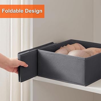 4pcs Collapsible Fabric Storage Box, 28×28×12cm Single Grid Foldable Organizer Bin, Storage Container for Closet Drawer Bedroom Wardrobe Home Sundries Organization
