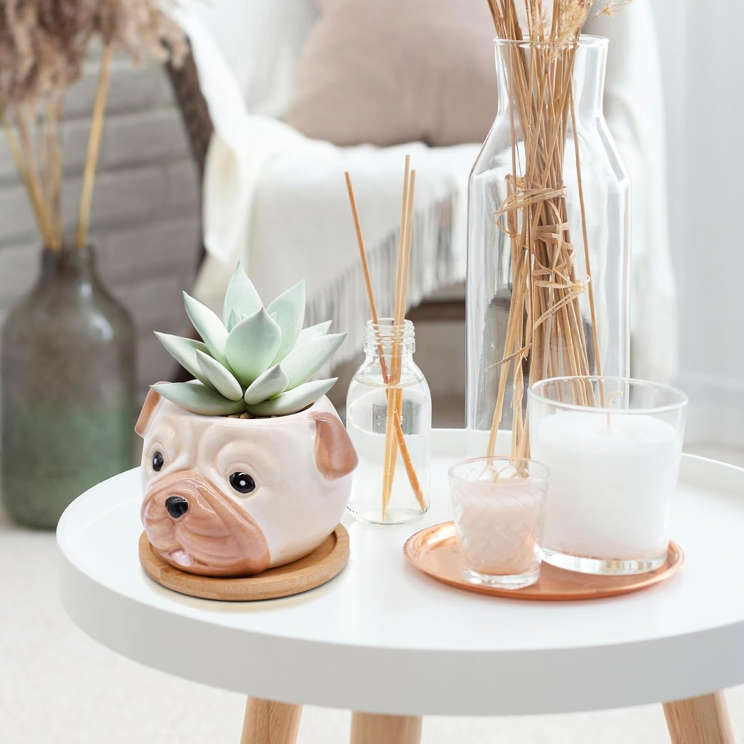 6 Pack Cute Dog Succulent Pots with Drainage – Ceramic Puppy Planters for Small Plants & Cactus, Animal Shaped Mini Flower Pots, Desk & Home Décor, Gift for Dog Lovers, Office, Balcony, Garden